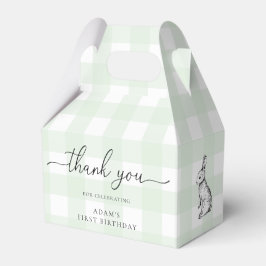 Grönt Gingham Bunny Birthday Tack Favoritbox Presentaskar
