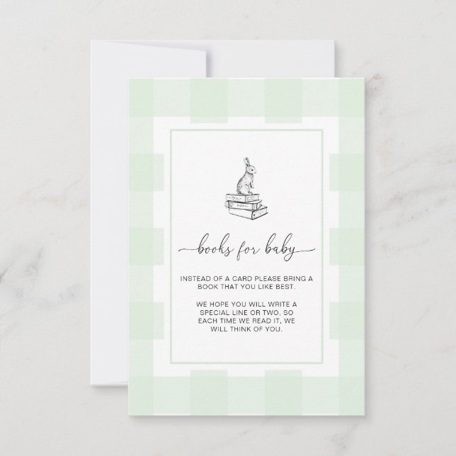 Grönt Gingham Bunny Bokar-begäran - infoga kort (Framsida)