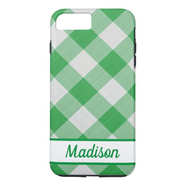 Grönt Gingham Case-Mate iPhone Skal (Baksida)