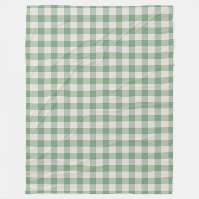 Grönt Gingham Check Mönster Fleece Blanket (Framsidan)