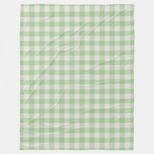 Grönt Gingham Check Mönster Fleece Blanket (Framsidan)
