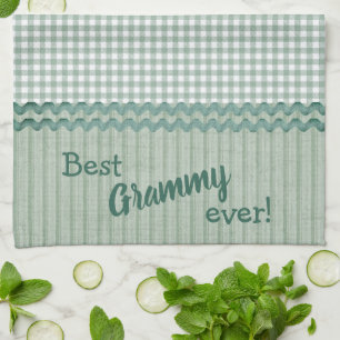 Grönt Gingham Check och Rand Kitchen Towels Kökshandduk