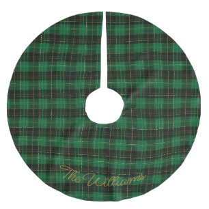 Grönt Gingham Check Play-jul Julgransmatta Borstad Polyester