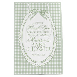 Grönt Gingham Coquette Bow Baby Shower-presenter