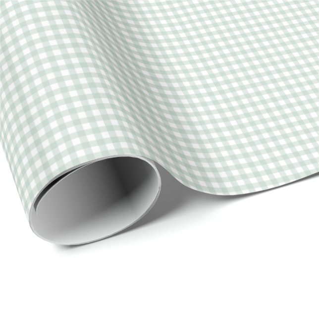 Grönt gingham, enkel söt, liten check gjord presentpapper (Rullad Hörn)