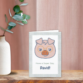 Grönt Gingham från lantbruksdjur Tack Kort