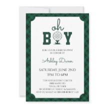 Grönt Gingham Golf Baby Shower