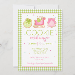 Grönt Gingham-inbjudan till jul-cookie Exchange Inbjudningar