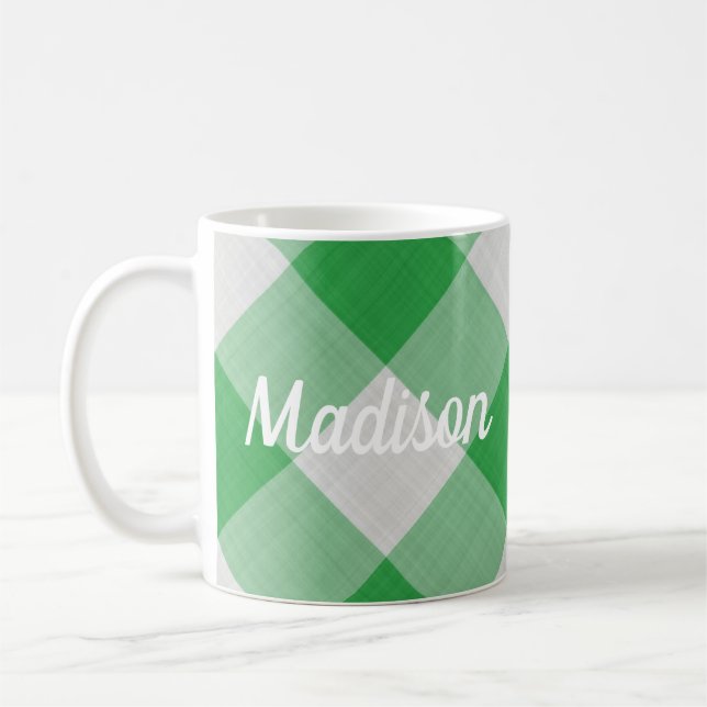 Grönt Gingham Kaffemugg (Vänster)