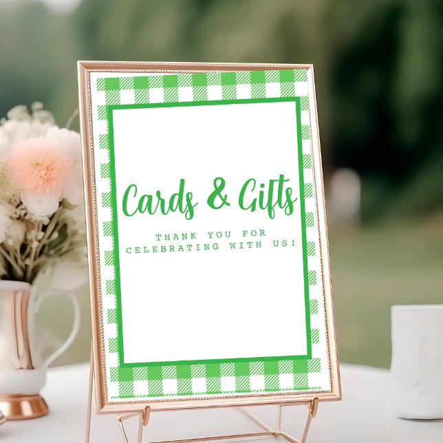 Grönt Gingham-kort och gåvor Bordsnummer (Green Gingham Cards and Gifts)