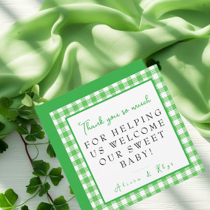 Grönt Gingham Labor & Delivery NICU Hospital Tack Kort