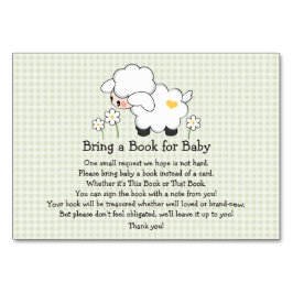 Grönt Gingham LAMB BABY SHOWER BOK REQUEST CARD Bordsnummer