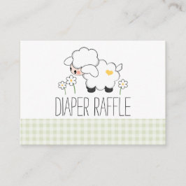 Grönt Gingham Lamb Diaper Raffle Biljett Tilläggskort