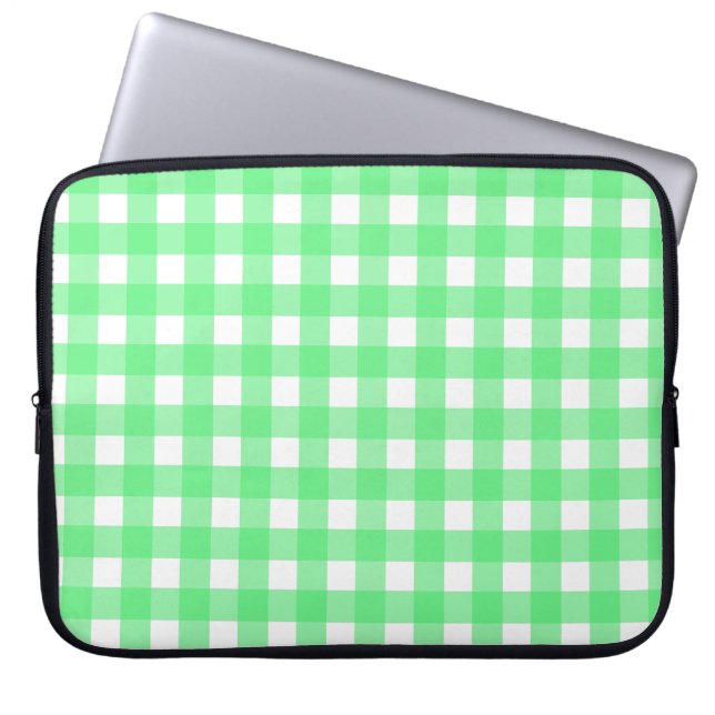 Grönt gingham laptop fodral (Framsidan)