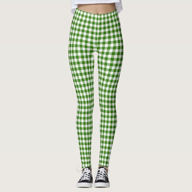 Grönt Gingham Leggings (Framsida)