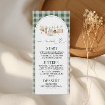 Grönt Gingham Lokalt Odlat 4x9 Meny Kort