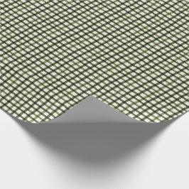 Grönt Gingham Modern Julfigursättning Presentpapper