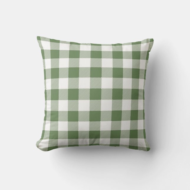 Grönt Gingham mönster Kudde (Framsida)