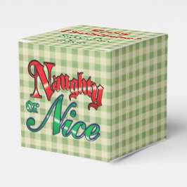 Grönt Gingham Naughty eller Nice-jul Presentaskar