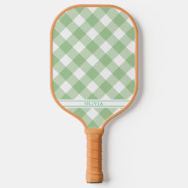 Grönt Gingham Pickleball Paddle