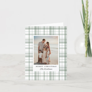 Grönt Gingham Play Tartan-julfotoport Helgkort