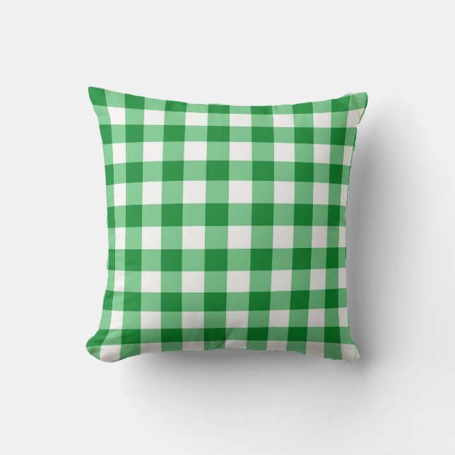 Grönt Gingham Reversible Dekorativ kudde (Framsida)