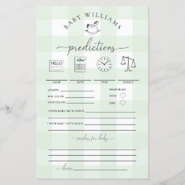 Grönt Gingham Rocking Horse Baby Predictions Game