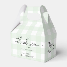 Grönt Gingham Rocking Horse Tack Favor Box Presentaskar
