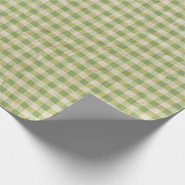 Grönt Gingham, rustik effekt Presentpapper (Hörn)