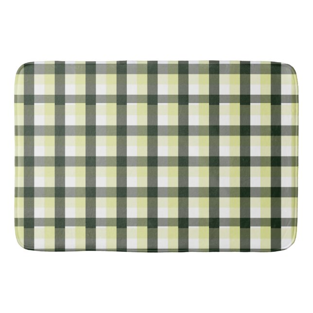Grönt gingham-rutigt mönster badrumsmatta (Framsidan)