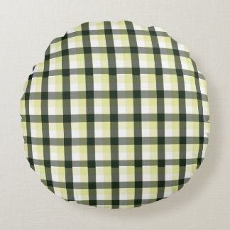 Grönt gingham-rutigt mönster rund kudde