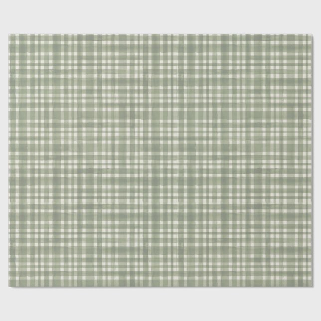 Grönt Gingham-rutigt presentpapper (Platt)