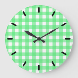 Grönt gingham stor klocka