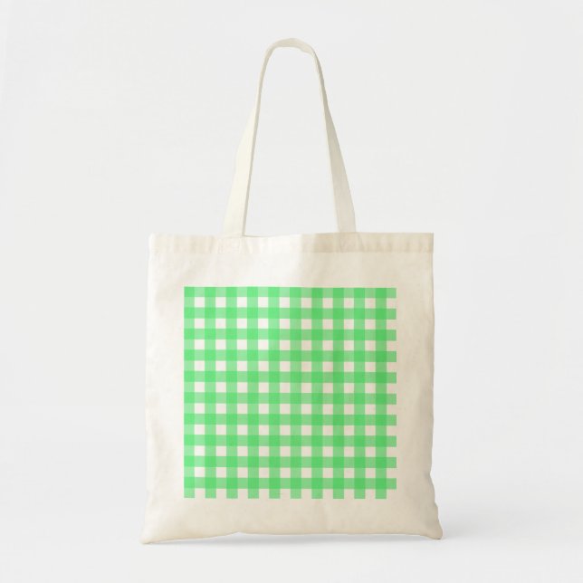 Grönt gingham tygkasse (Framsidan)