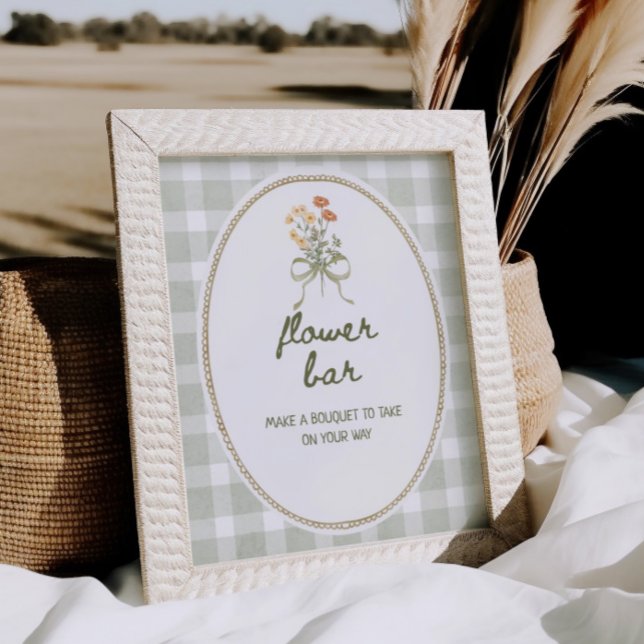 Grönt Gingham WildblomBouquet Flower Pub Poster (Skapare uppladdad)