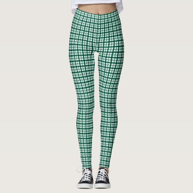 Grönt Gingham Women's Leggings (Framsida)