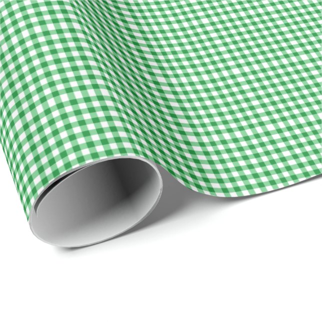 Grönt Gingham Wrapping Papper Presentpapper (Rullad Hörn)