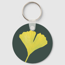 Grönt Gingko Löv Natur Älskare Botaniska Mönster Nyckelring