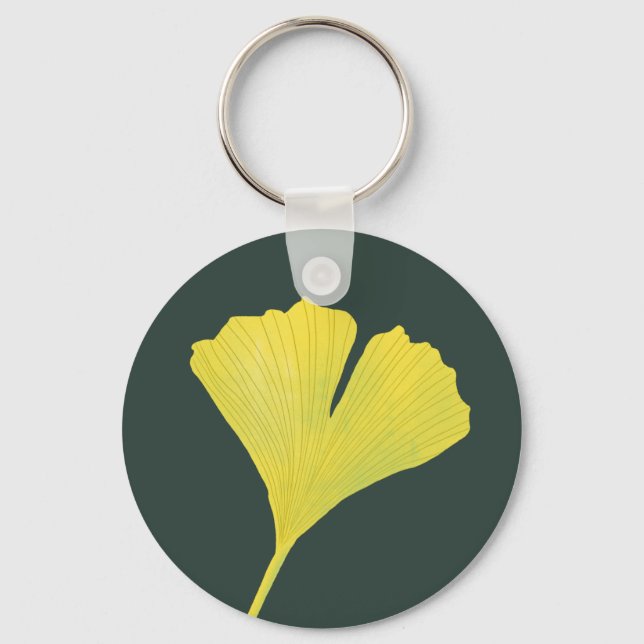 Grönt Gingko Löv Natur Älskare Botaniska Mönster Nyckelring (Framsida)