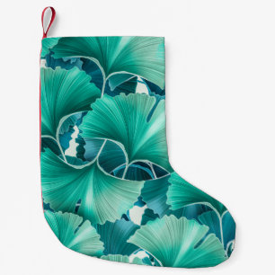 Grönt ginkgo biloba illustration mönster liten julstrumpa