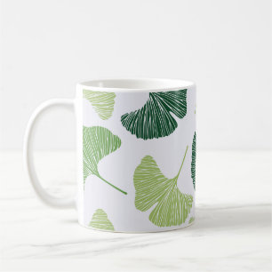 Grönt Ginkgo Biloba Seamless Mönster Kaffemugg
