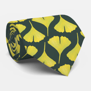Grönt Ginkgo Löv Mönster Slips