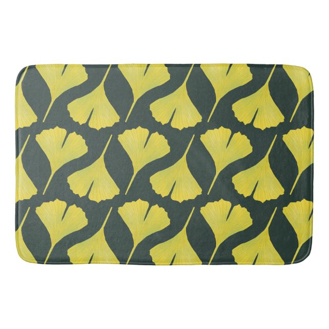 Grönt Ginkgo Löv Mönster - Vår Botaniska Badrumsmatta (Framsidan)