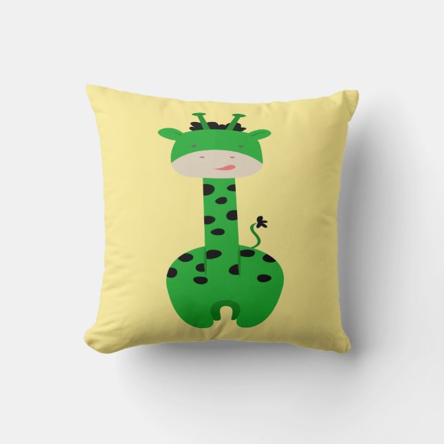Grönt Giraffe Pillow Kudde (Framsida)