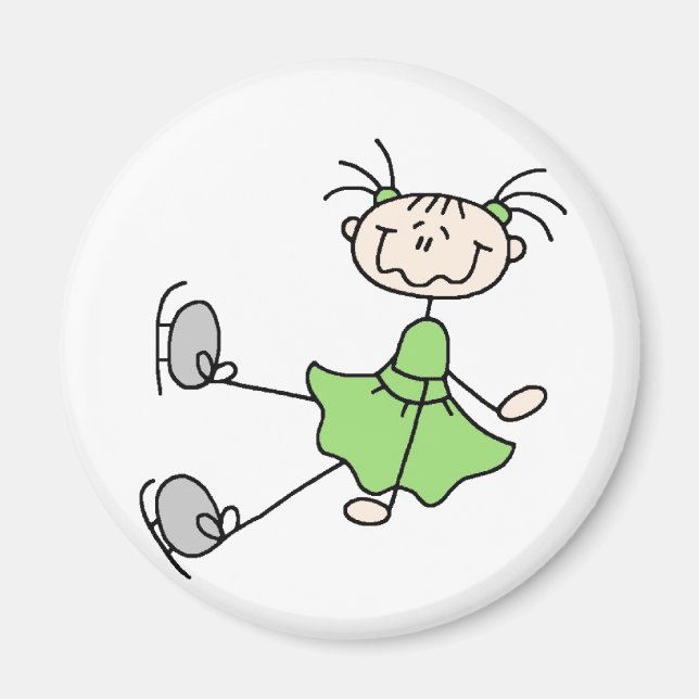 Grönt Girl Skater Magnet (Framsidan)