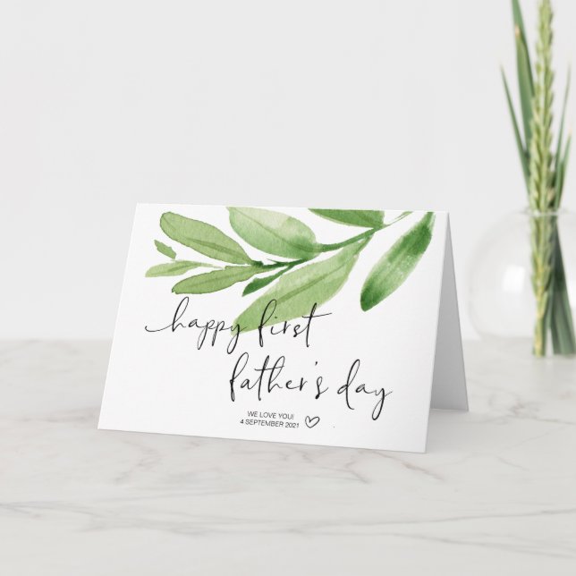 Grönt Glad första fadersdag present till nya pappa Kort (Framsida)