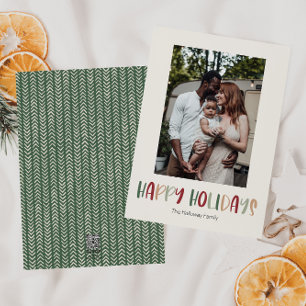 Grönt Glad helg Lodrät - enkelfoto Julkort