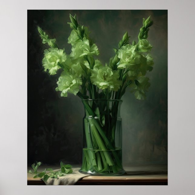Grönt Gladiolus Flowers Art Print Poster (Framsidan)