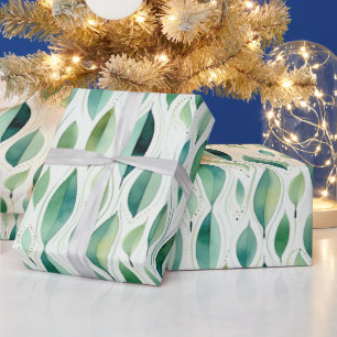 Grönt Glam Guld Löv Abstrakt Presentpapper