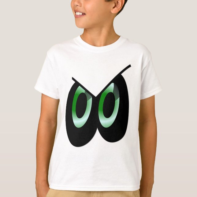 Grönt Glare Tecknad Öga T Shirt (Framsida)